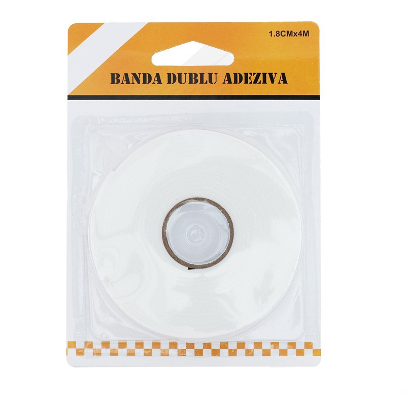 Banda dublu adeziva alba, aplicare pe diverse suprafete, 1.8 cm x 4 m - imagine 3